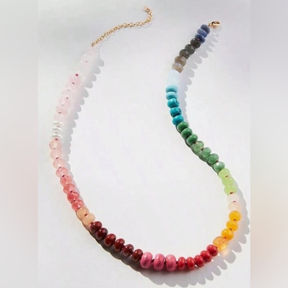 Boho summer beaded necklace M422